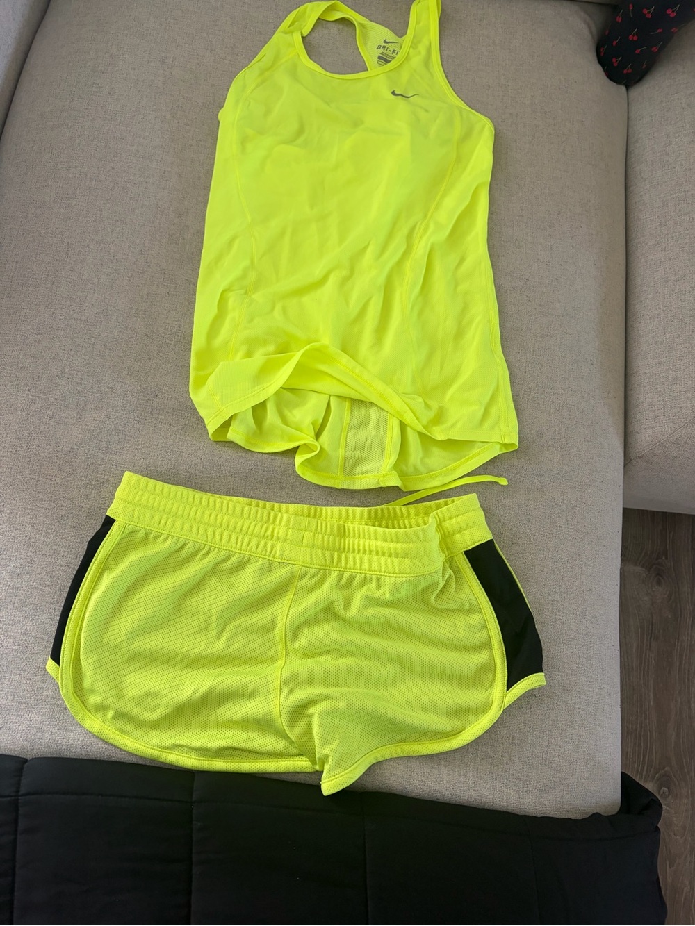 Nike Dri-FIT Neon Yellow Tank & Reversible Running Shorts Set